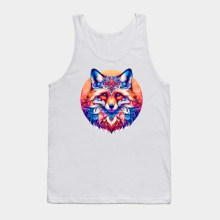 Vibrant Fox Mandala: Whimsical Floral Artwork Tank Top